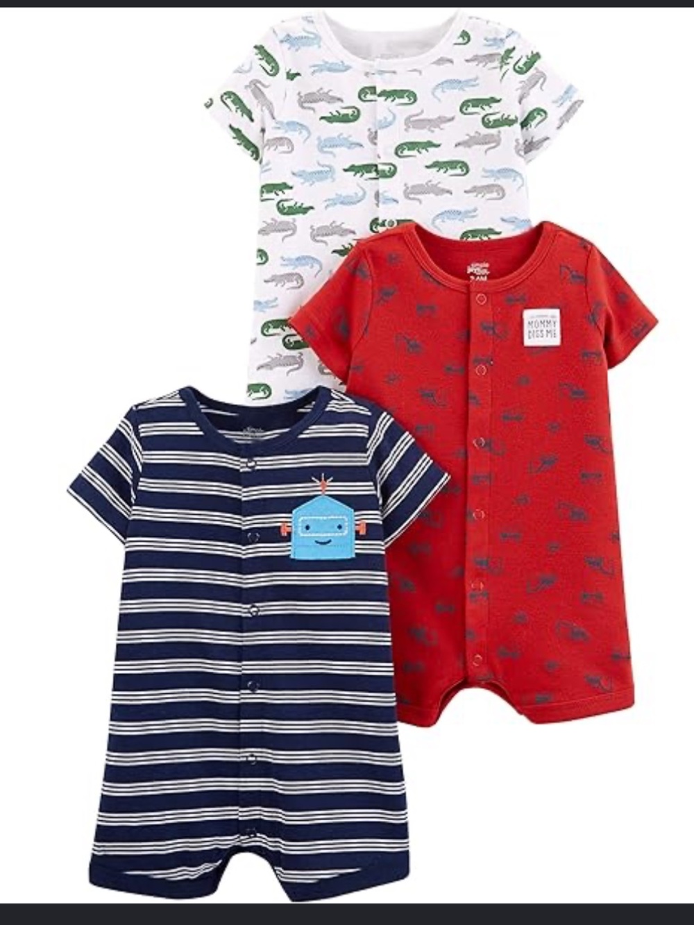 Carter's Red Baby Short Romper Set with Robot Accent